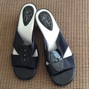 EUC Life Stride patent trim slip ons